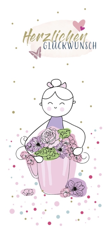 POSTKARTE Herzlichen Glückwunsch "Blumenfrau"